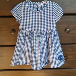 Smiling Button blue and white gingham dress